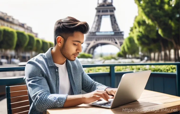 글로벌브릿지와 클라우드 기술 - **Prompt 1: Global Digital Nomad with Cloud Connectivity**
    "A vibrant, wide-angle shot of a youn...