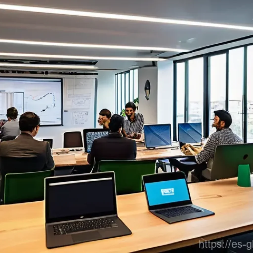 글로벌브릿지와 기술 혁신 중심지 - **Prompt 1: Vibrant Latin American Tech Hub Collaboration**
    "A bustling, modern open-plan office...