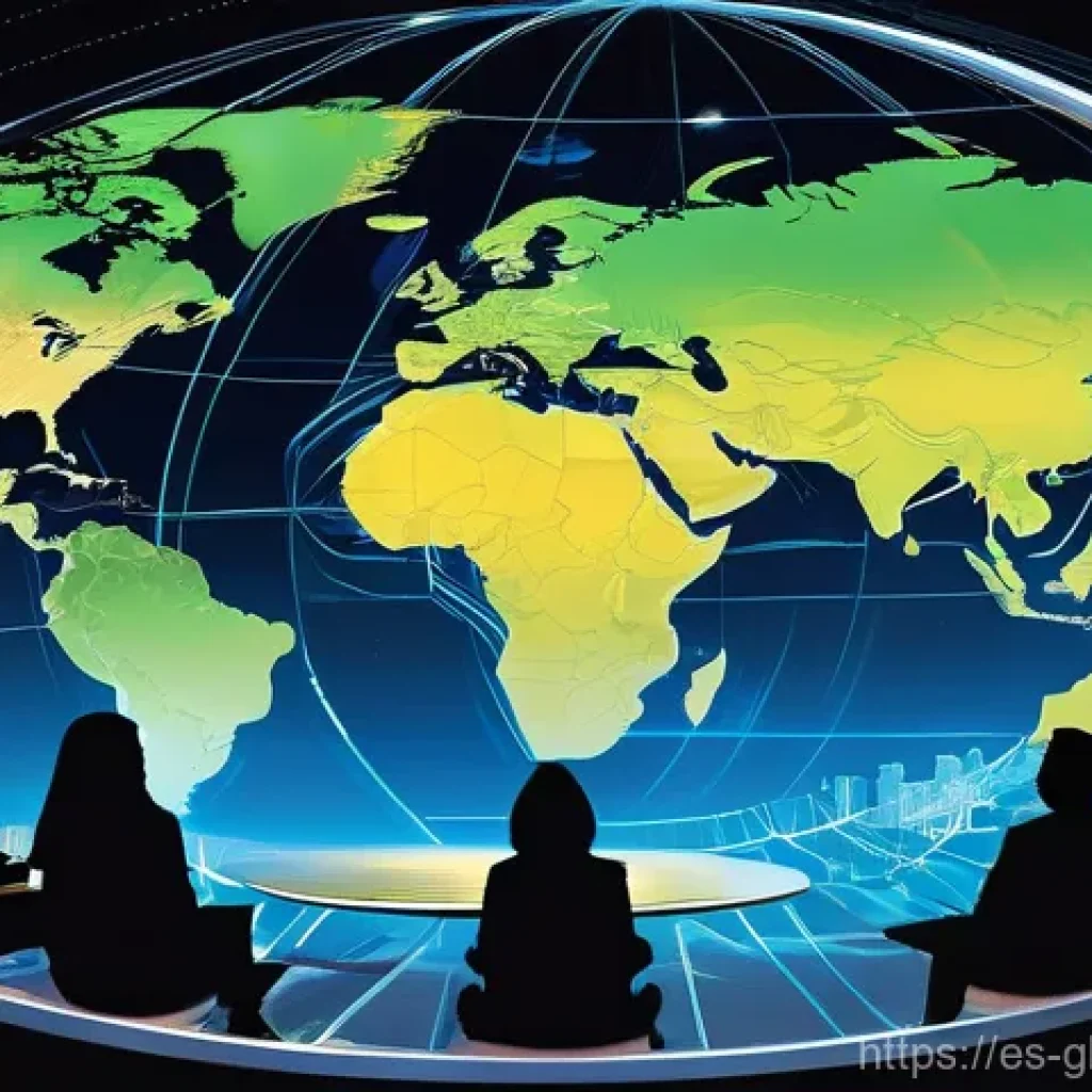 글로벌브릿지와 국가간 협력 - **Digital Web of Global Connectivity:** "A vibrant, panoramic image showcasing the interconnectednes...