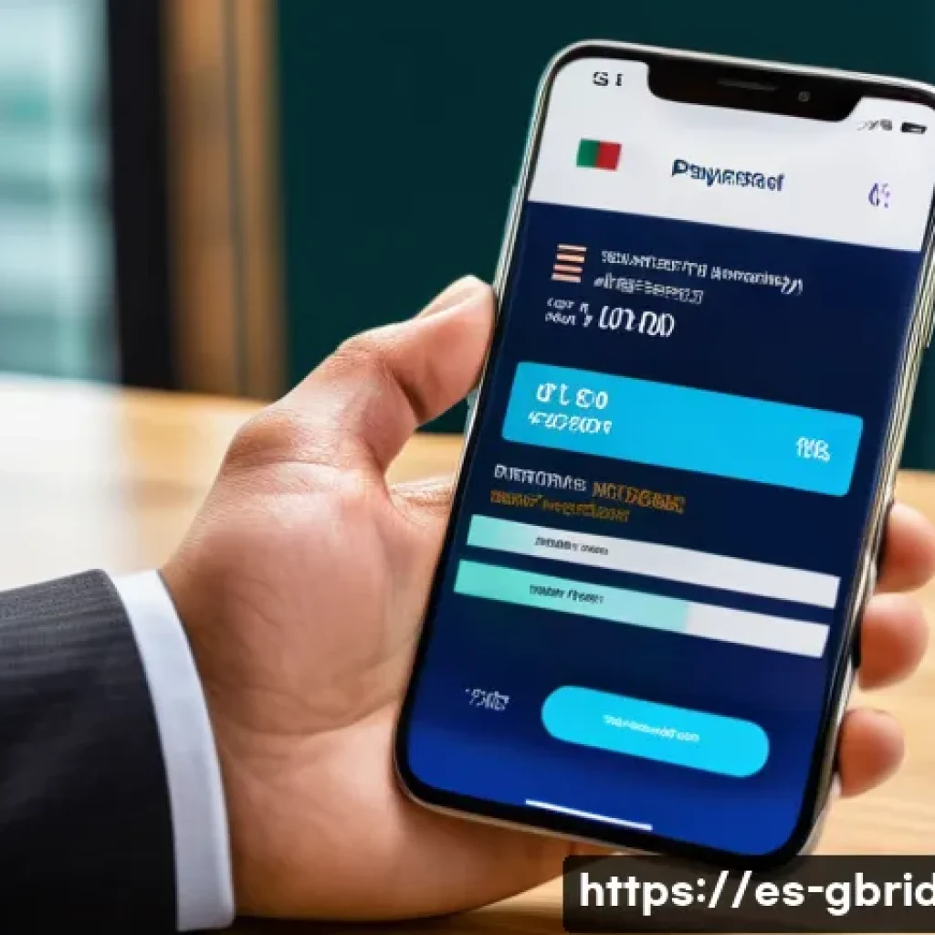 글로벌브릿지와 크로스 보더 트랜잭션 - A modern digital international payment platform interface displayed on a sleek smartphone held by a ...